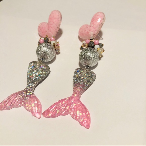 nice vs naughty Jewelry - Mermaid silver pink tail glam bling heart love 💕